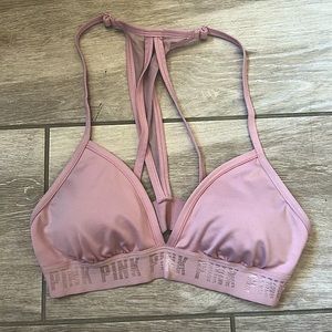 VS PINK Gym to Swim: Triangle Top Racer-back Sports Bra Bikini Top